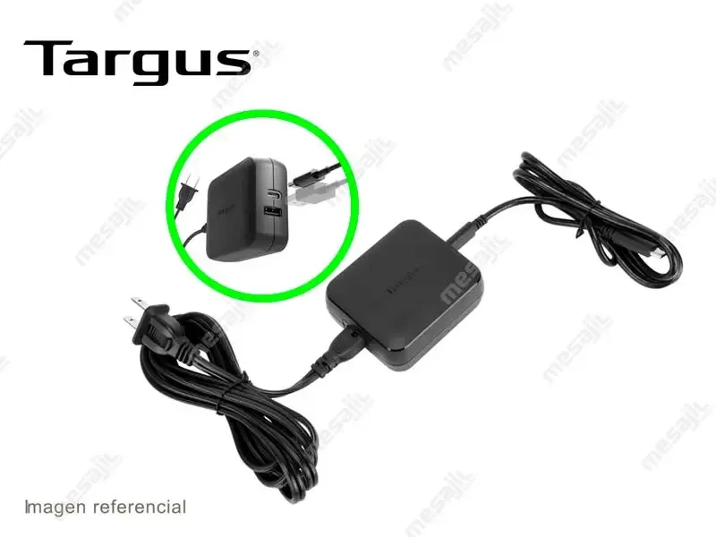 Adaptador/cargador universal TARGUS P/Laptop USB-C 65watts Black 1.2m