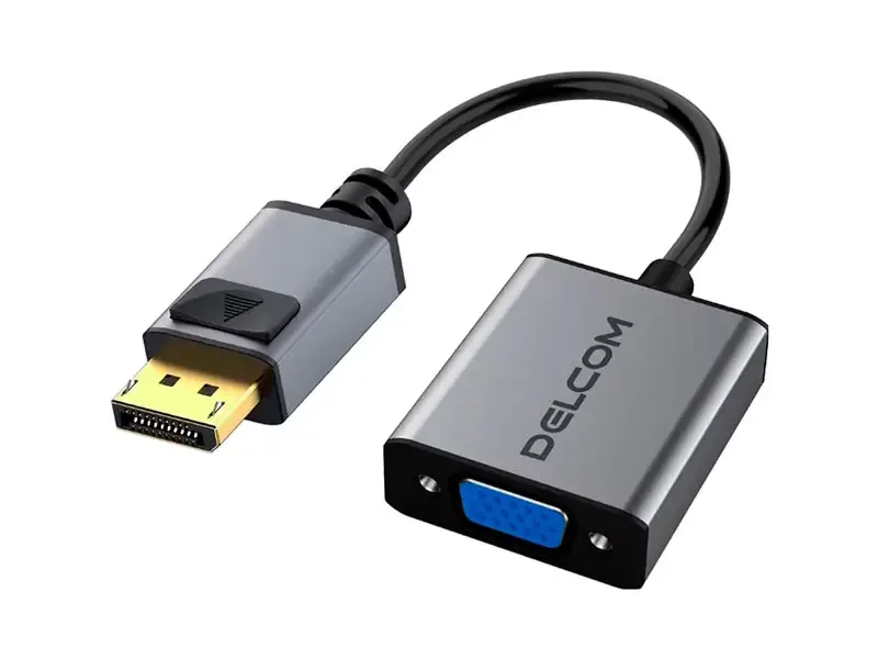 Adaptador DELCOM de  DisplayPort (Macho) a VGA (Hembra) FHD 4K/2K 15CM
