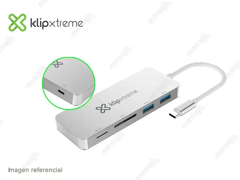 Adaptador Klip Xtreme UKCR-500 SB-C a 2 USB3.0 + Micro SD + SDXC + USB-C