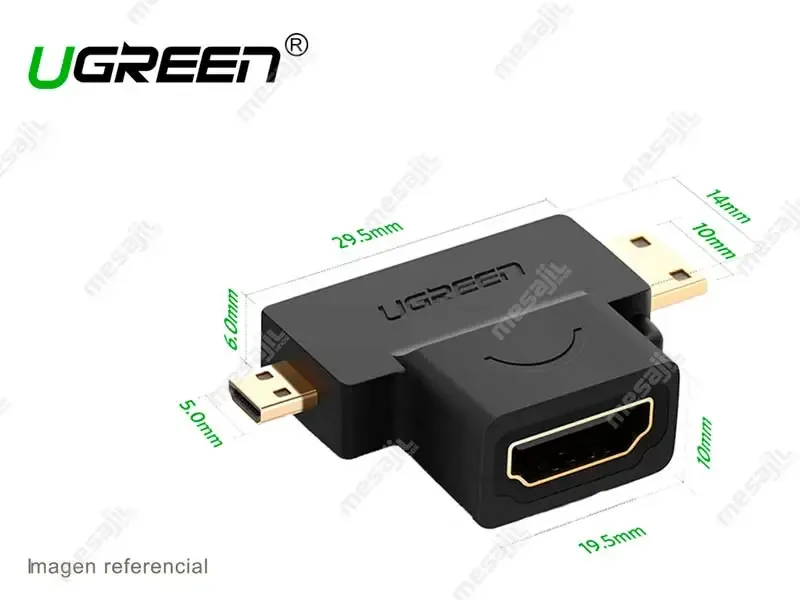 Adaptador UGREEN HDMI Hembra a mini y Micro HDMI macho (20144)