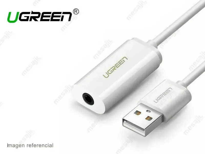 Adaptador UGREEN USB 3.0 a Audio Miniconector de 3.5mm /15cm  White (30712)