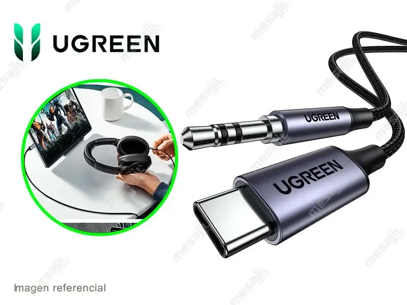 Adaptador UGREEN USB-C a JACK 3.5 mm para celulares 1mt (20192)