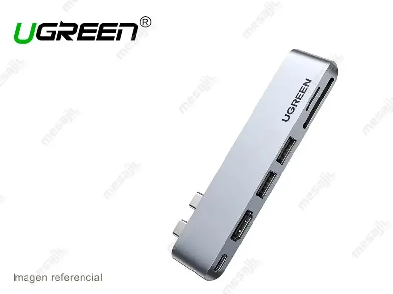 Adaptador UGREEN USB-C x2 a USB-A x2/  HDMI/ USB-C/ SD CARD (80856)