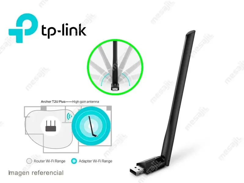 Adaptador USB Wi-Fi 5 TP-Link Archer T2U Plus AC600 Antena