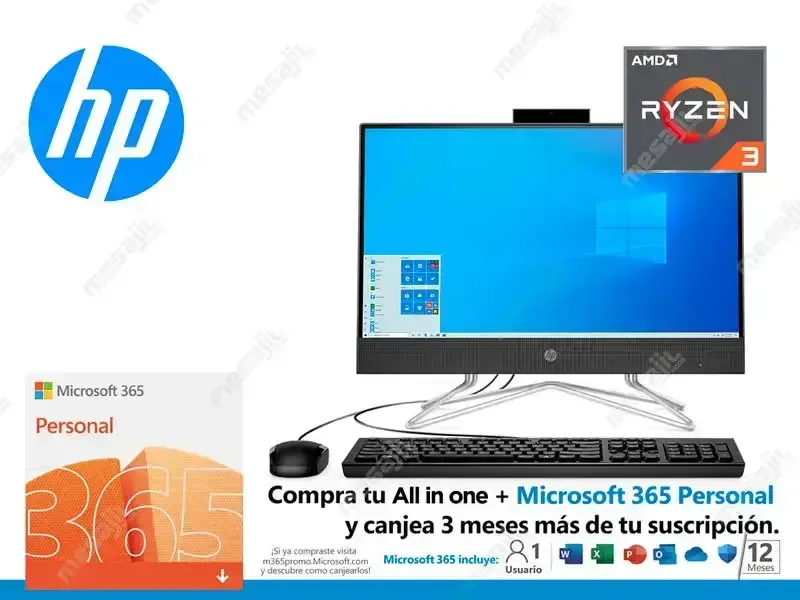All In One HP 22-dd0018la AMD Ryzen 3 3250U 4GB/1TB/W10H/21.5"