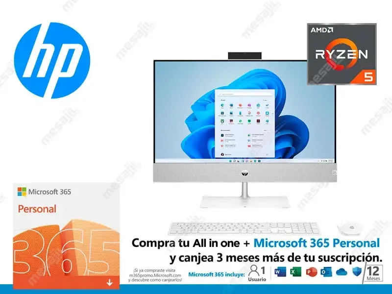 All In One HP 24-CA0000LA AMD Ryzen 5 5500U 8GB/1TB/W11H/23.8" FHD