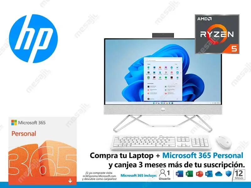 All In One HP 24-CB0009LA AMD Ryzen 5 5500U 8GB/SSD256GB/W11H/23.8" FHD