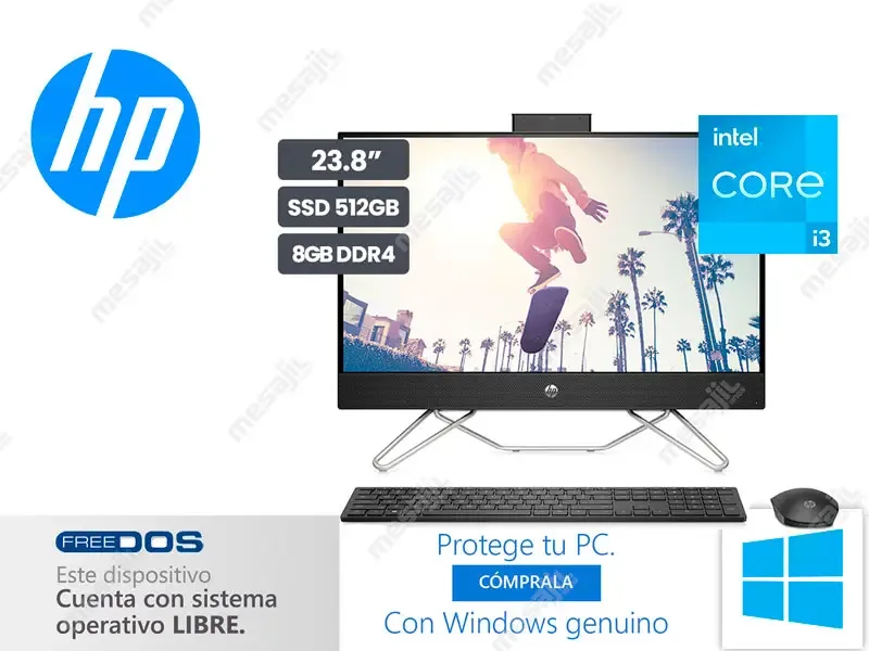 All In One HP 24-CB1020LA AIO Intel Core i3-1215U 8GB/SSD 512GB/23.8" FHD/FreeDos