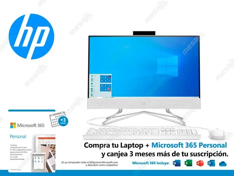 All In One HP 24-DD0017LA AMD Ryzen 3-3250U 4GB/1TB+SSD 256GB/W11h/23.8" (7WS68AA)
