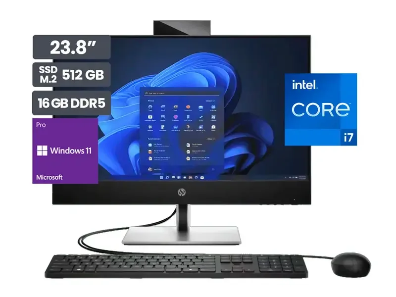 All In One HP AIO ProOne 440 G9 23.8" FHD Intel Core i7-14700 16GB SSD512GB  Wind11 Pro