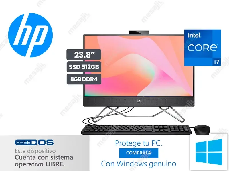 All In One HP ProOne 240 G9  AIO Intel Core i7-1255U 8GB/SSD 512GB M.2 NVMe/23.8"/FreeDOS