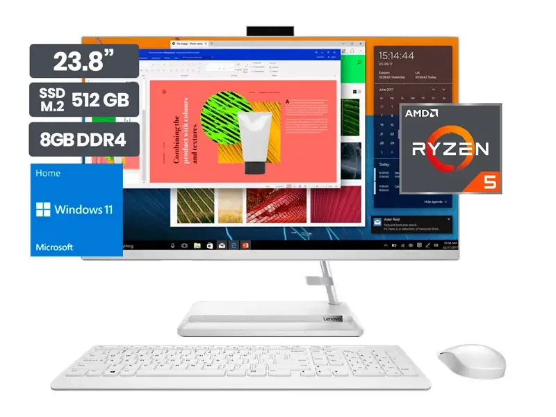 All In One Lenovo AIO IdeaCentre 3 24ALC6 23.8" FHD AMD Ryzen 5-7430U 8GB SSD512GB Wind11 home