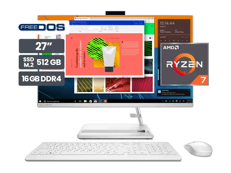 All In One Lenovo AIO IdeaCentre 3 27ALC6 27" AMD Ryzen 7-7730U 16GB SSD512GB No incluye Windows