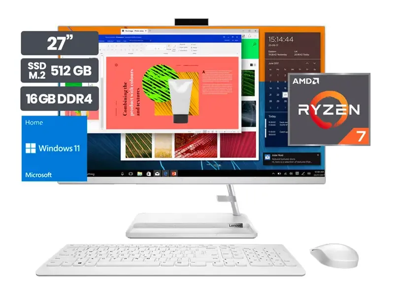 All In One Lenovo AIO IdeaCentre 3 27ALC6 27" FHD AMD Ryzen 7-7730U 16GB SSD512GB Wind11 home