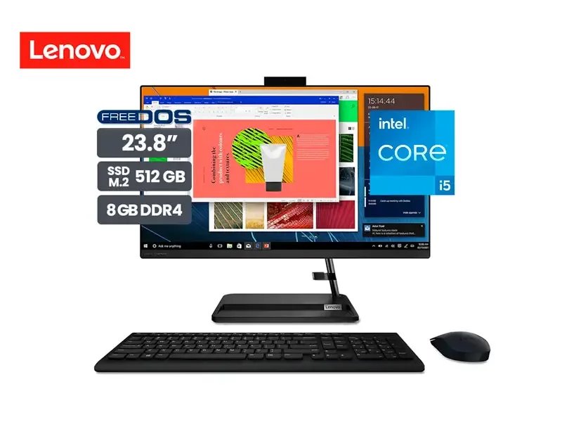 All In One Lenovo IdeaCentre 3 AIO 24IAP7 Intel Core i5-12450H 8GB/SSD512GB/FreeDos/FHD 23.8"