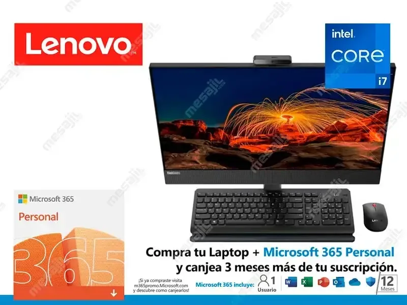 All In One Lenovo TinkCentre M90A G3 AIO Intel Core i7-12700 8GB/SSD512GB/Full HD 23.8" W10pro