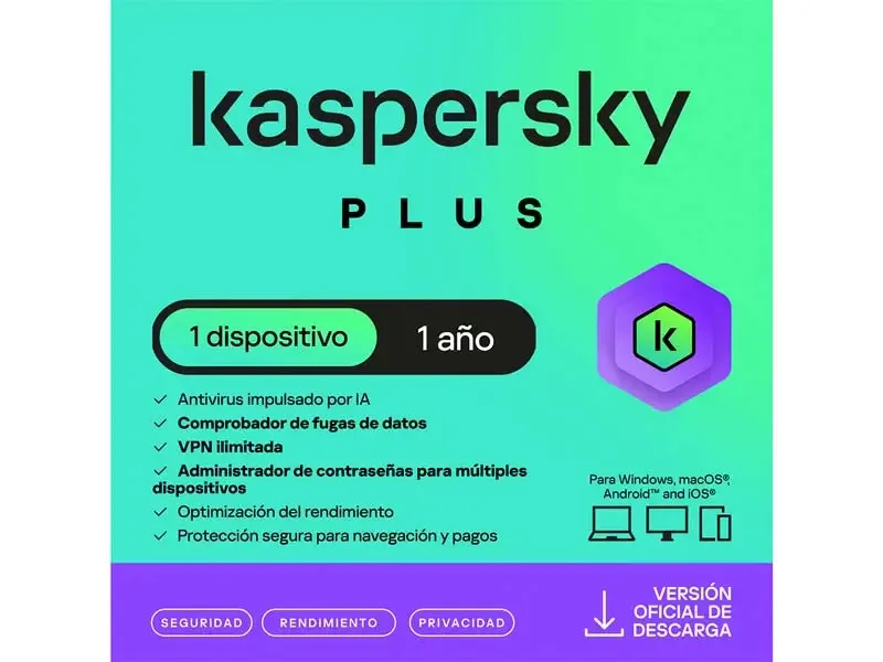 Antivirus Kaspersky Plus 1PC 12 Meses Digital