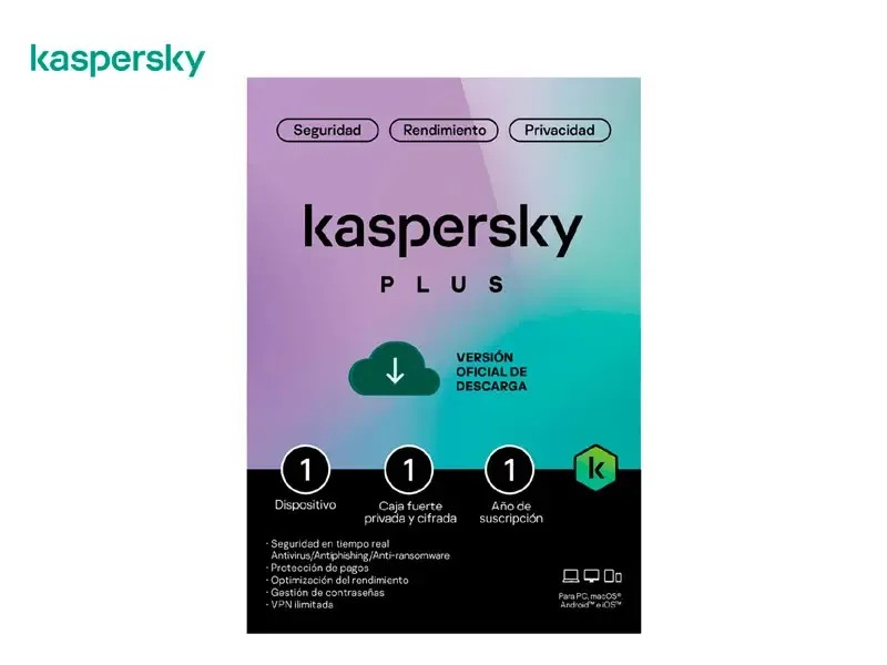 Antivirus Kaspersky Plus 1PC 12 Meses ESD