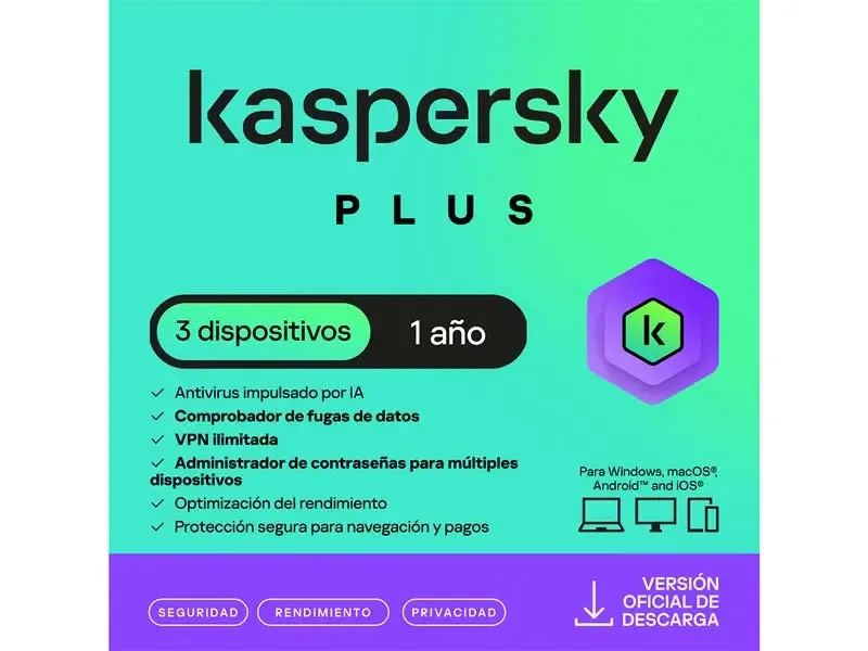 Antivirus Kaspersky Plus 3PC 12 Meses Digital