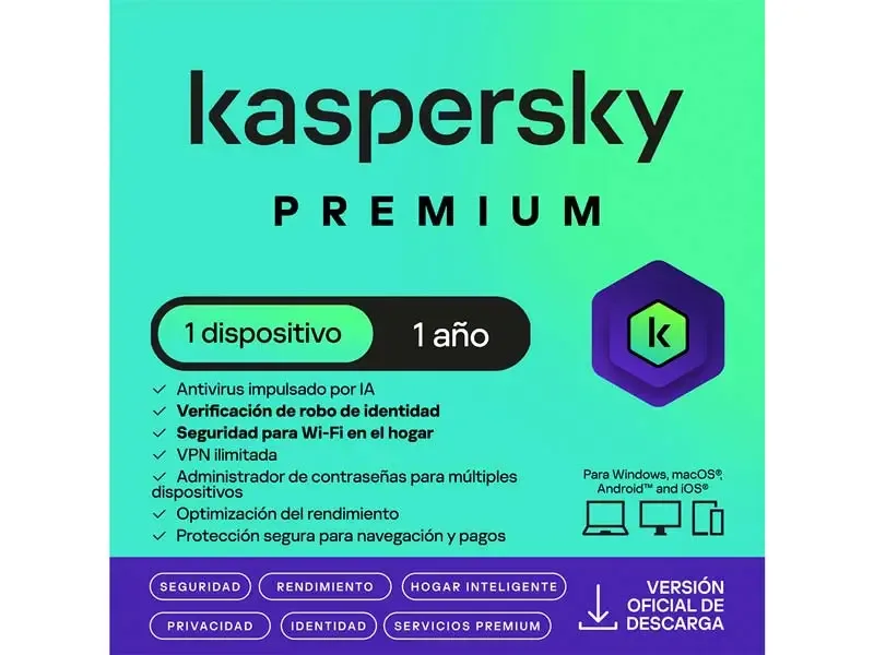 Antivirus Kaspersky Premium 1PC 12 Meses Digital