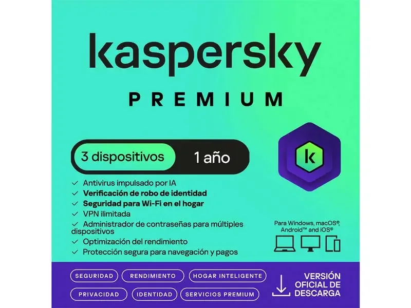 Antivirus Kaspersky Premium 3PC 12 Meses Digital