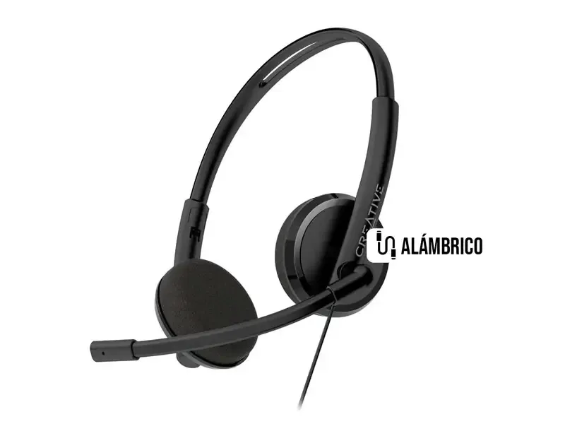 Audifono con Microfono Creative HS-220 USB-A 30MM NOISE-CANCELLING MUTE LIGERO 108G BLACK (51EF1070AA001)