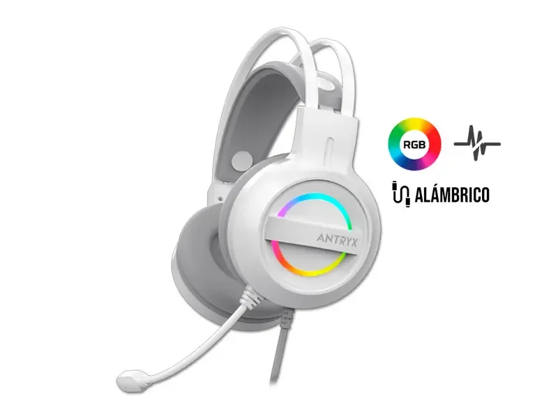 Audifono Gaming Antryx IRIS-W Virtual  7.1 White/Gray