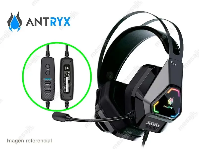 Audifono Gaming Antryx Raider 7.1 Virtual USB-C Black