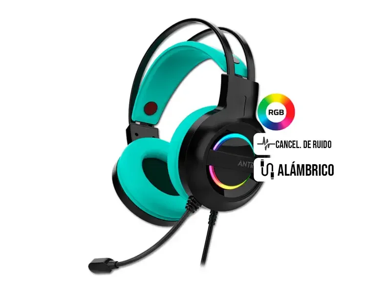 Auricular Gaming Antryx IRIS-K Virtual  7.1 Black/Turquesa