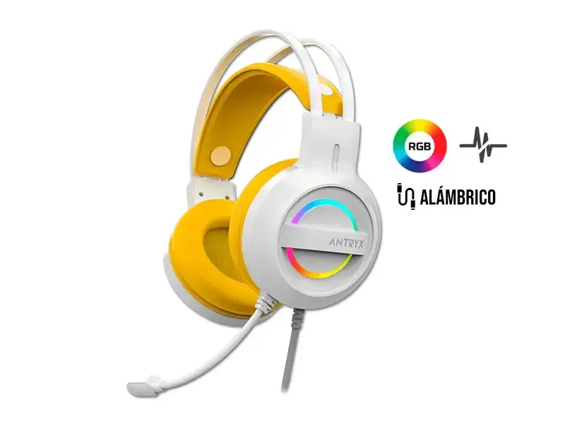 Auricular Gaming Antryx IRIS-W Virtual  7.1 White/Yellow