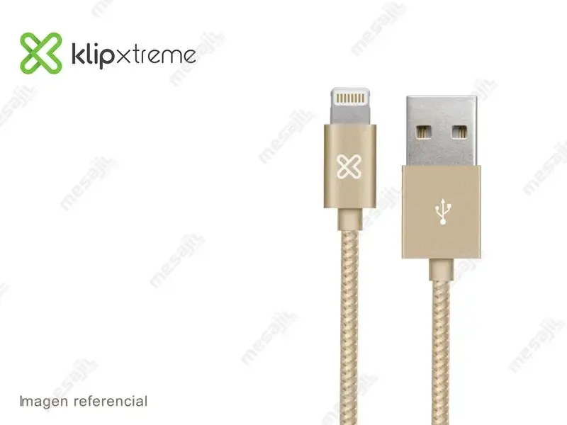 Cable Cargador Klip Xtreme Lightning a USB 1.6ft/0.5m (KAC-001GD) Gold