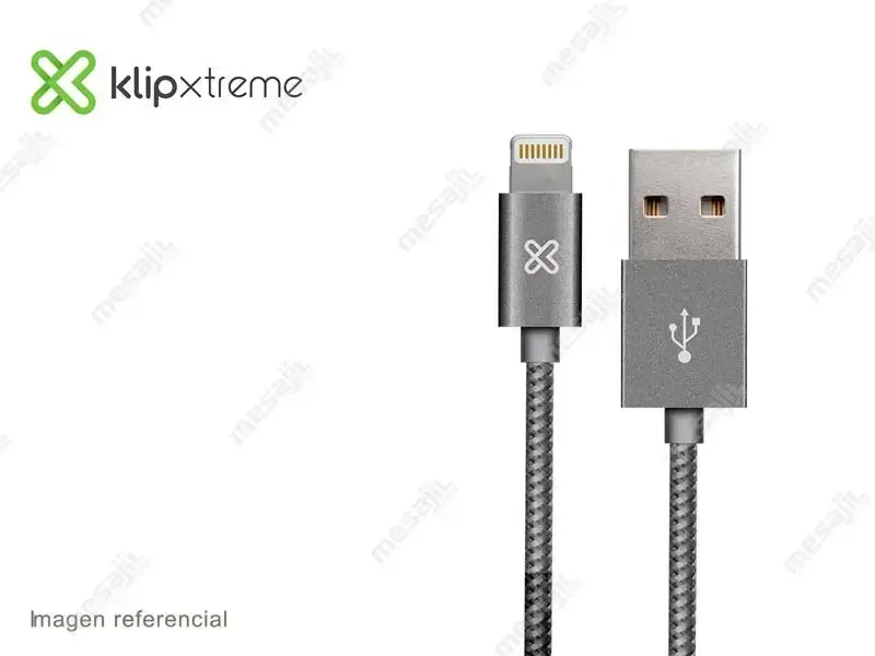 Cable Cargador Klip Xtreme Lightning a USB 1.6ft/0.5m (KAC-001GR) Gray