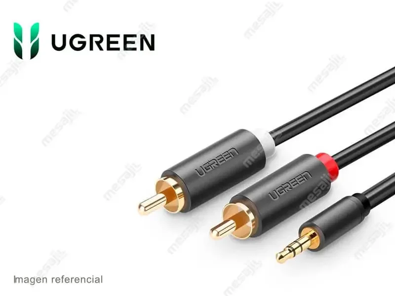 Cable UGREEN de Audio 3.5mm estereo a RCA x 2 3mts (10512) Gris