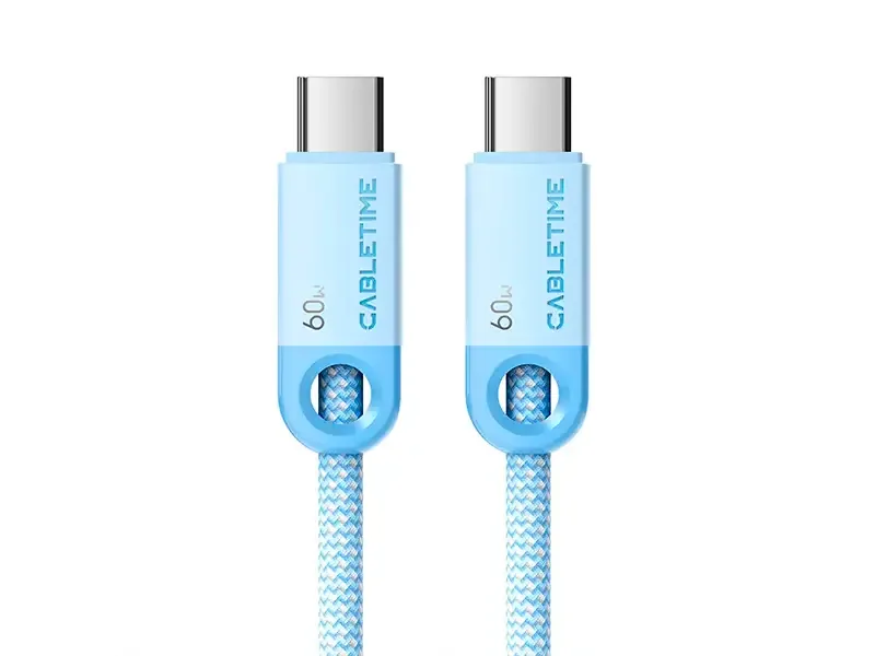 Cable USB-C a USB-C 1mt CABLETIME CUP3H USB-C PD60W Celeste