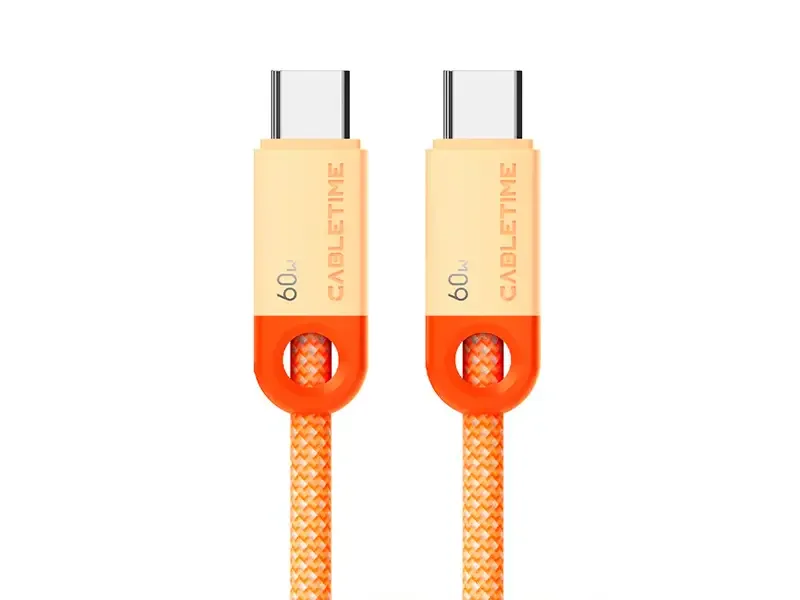 Cable USB-C a USB-C 1mt CABLETIME CUP5H PD60W Naranjado