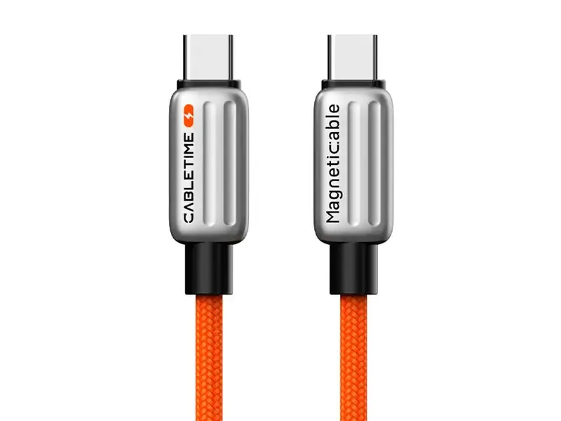 Cable USB-C a USB-C 1mts CABLETIME CU06H 240W Magnetico Anaranjado