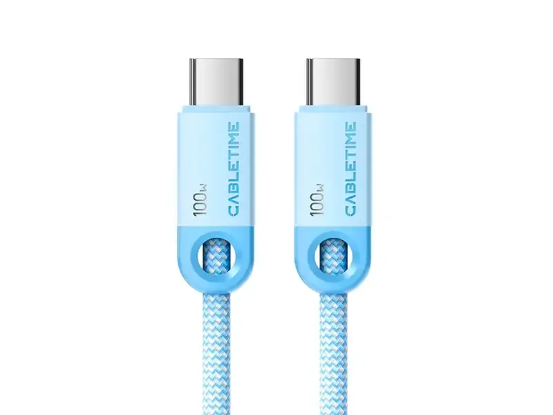 Cable USB-C a USB-C 1mts CABLETIME CUP0H PD100W Celeste