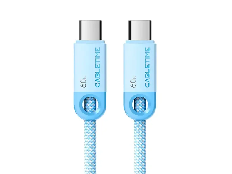 Cable USB-C a USB-C 2mts CABLETIME CUP3L PD60W Celeste
