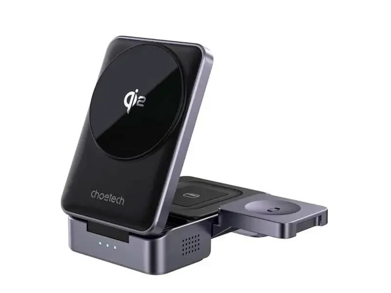 Cargador Inalamblico T637-F CHOETECH 3 en 1 Qi2 MagLeap hasta 15W