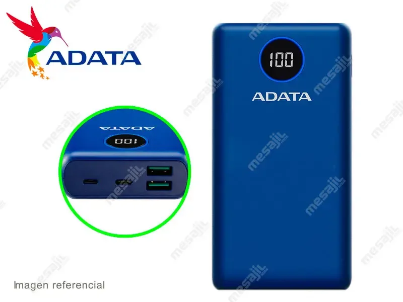Cargador Portatil ADATA Power Bank 20k 20000mAh /15W USB-C/12W USB
