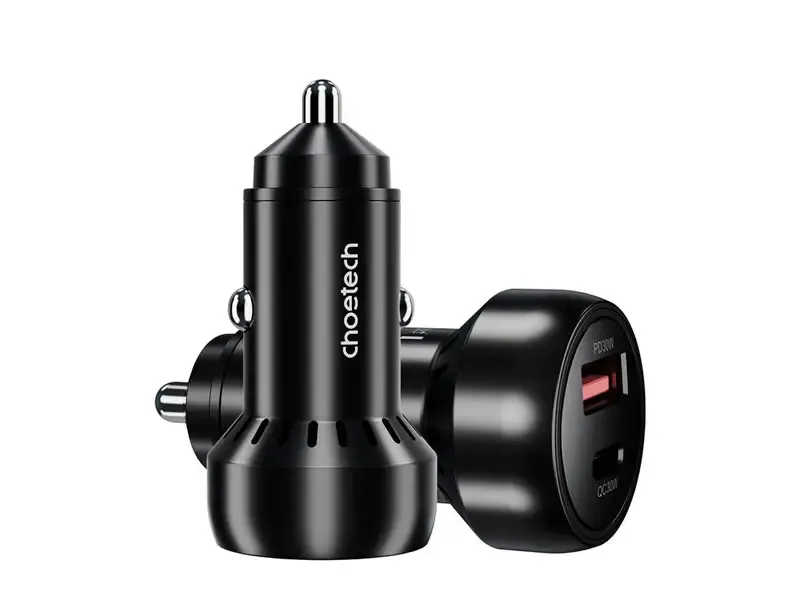 Cargador TC0014 CHOETECH de coche 60W USB-C + USB-A Retroiluminacion Led