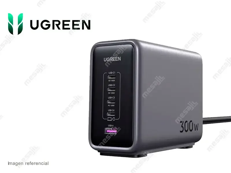 Cargador UGREEN CD333 Nexode 300W 5-Port GaN USB-C/USB-A PD3.1(90872B)