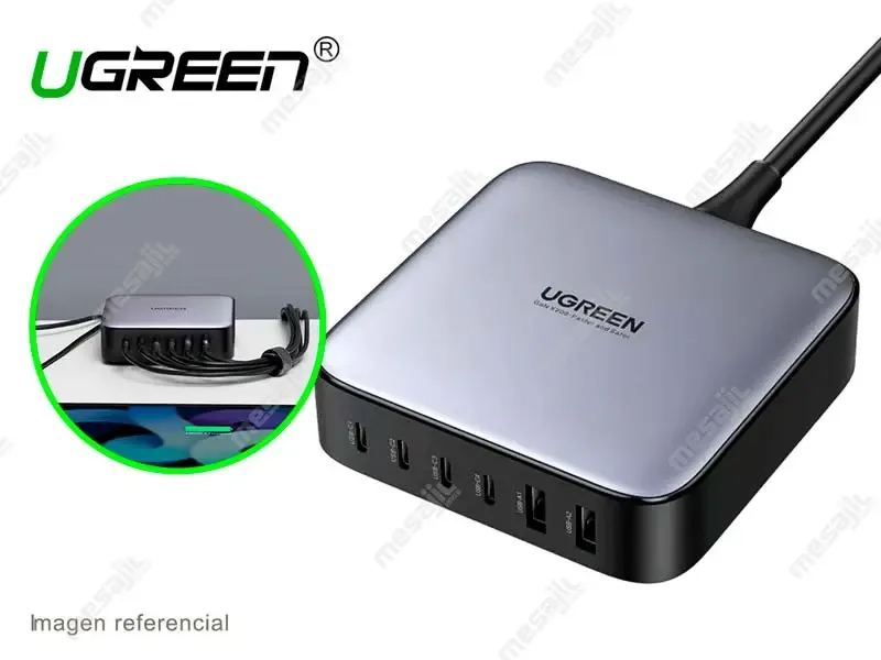 Cargador UGREEN NEXO USB-C 6pt / USB/ 200W (40913)
