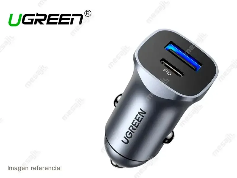 Cargador UGREEN P/auto USB-C &amp; USB-A (30780) Black