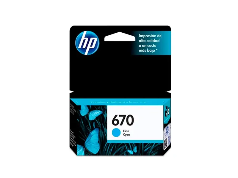 Cartucho de Tinta HP 670 Cian Original (CZ114AL) 300pag 3525