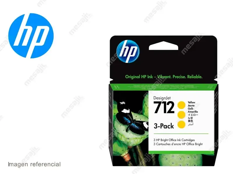 Cartucho de Tinta HP 712A Amarillo Original  3-Pack 29ml (3ED79A) T250