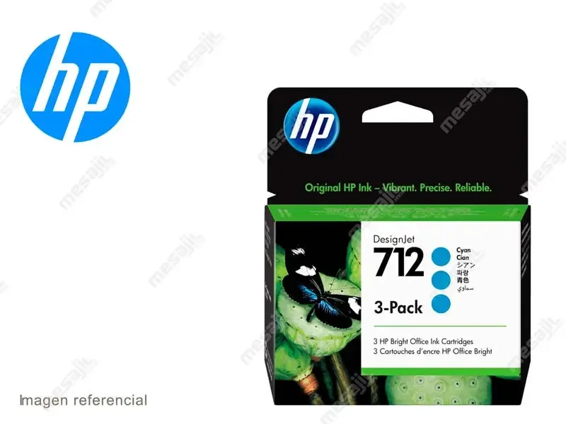 Cartucho de Tinta HP 712A Cian Original  3-Pack 29ml (3ED77A) T250