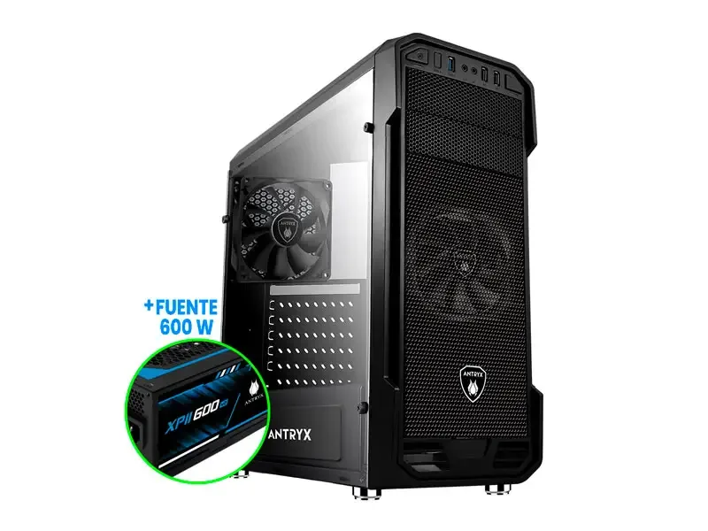 Case Antryx RX-350 + Fuente 600watts Fan X2  Black