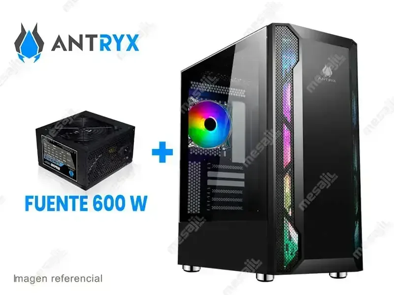 Case Antryx RX-430U + Fuente B600W ATX ARGB Vidrio Templado Black