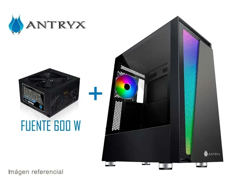 Case Antryx RX-450 +Fuente B600W ATX ARGB Vidrio Templado